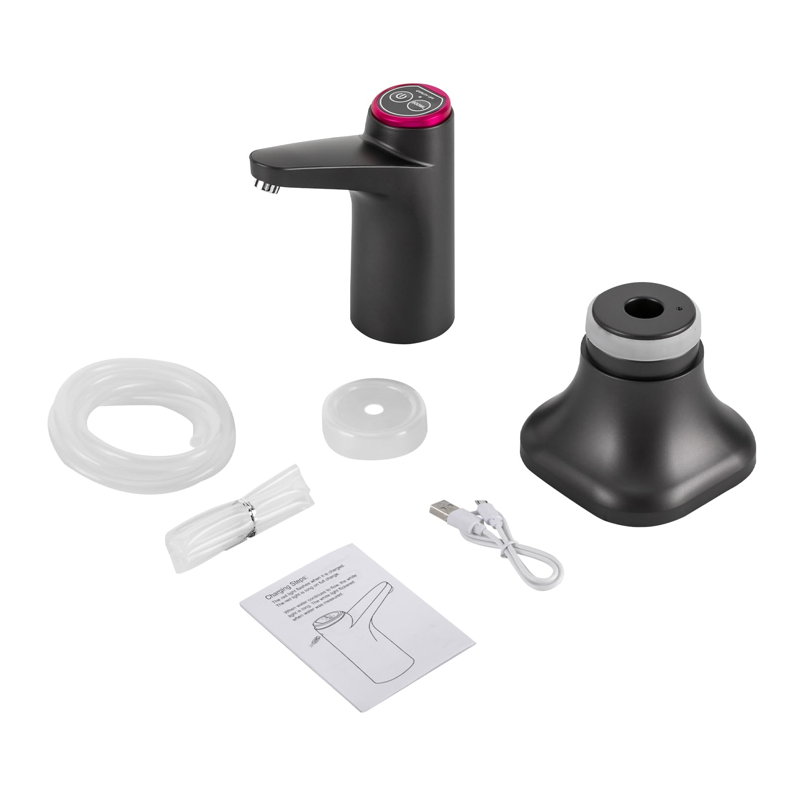 Pompe électrique distributeur d'eau pour bouteille d'eau | Distributeur d'eau pour la maison, le bureau, la cuisine, le camping, fonction de charge USB, compatible avec différents types de seaux (noir
