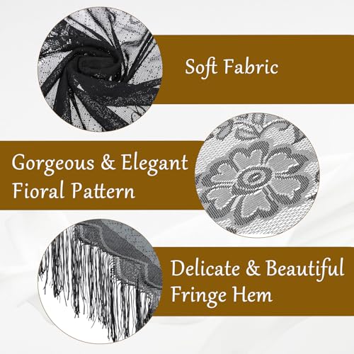 Black Lace Shawl Triangle Lace Shawls and Wraps Black Lace Scarf Black Shawl with Fringe Triangle Shawl Black Fringe Shawl for Wedding Evening Party Dresses2