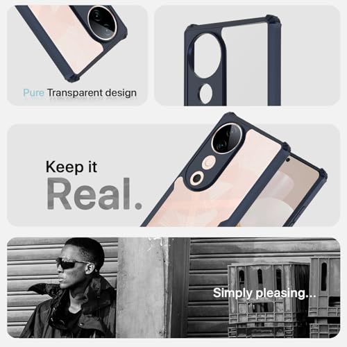 Image of Pikkme Crystal Clear Transparent Back | Ultra Hyrbid | Full Camera Protection | Raised Edge | Bumper Back Case for Vivo S19 5G (Blue)