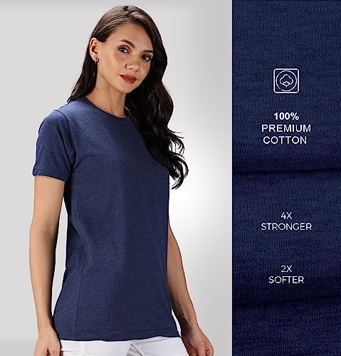 Image of Sleepynuts Women Boyfriend Plain Round Neck Half Sleeve T-Shirt