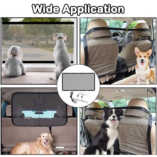 DvBCNMe Hundenetz Auto Kofferraum, 75 X 115 cm Trennnetz Für Hunde Im Auto Mit 4 Eisenhaken, Hundegitter Auto Kofferraum, Sicherheitsnetz Für Haustiere, Ideal Für Reisen Mit Hund