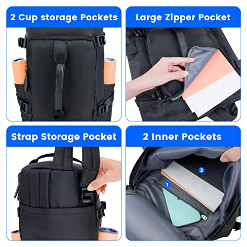 NiHome Duffle Bag Backpack, Waterproof Sports Convertible Garment Bag, Gym Bag, Packable Duffle Bag for Travel Fitness Camping with Shoe Compartment, Garment Bag Duffle Convertible (Black)