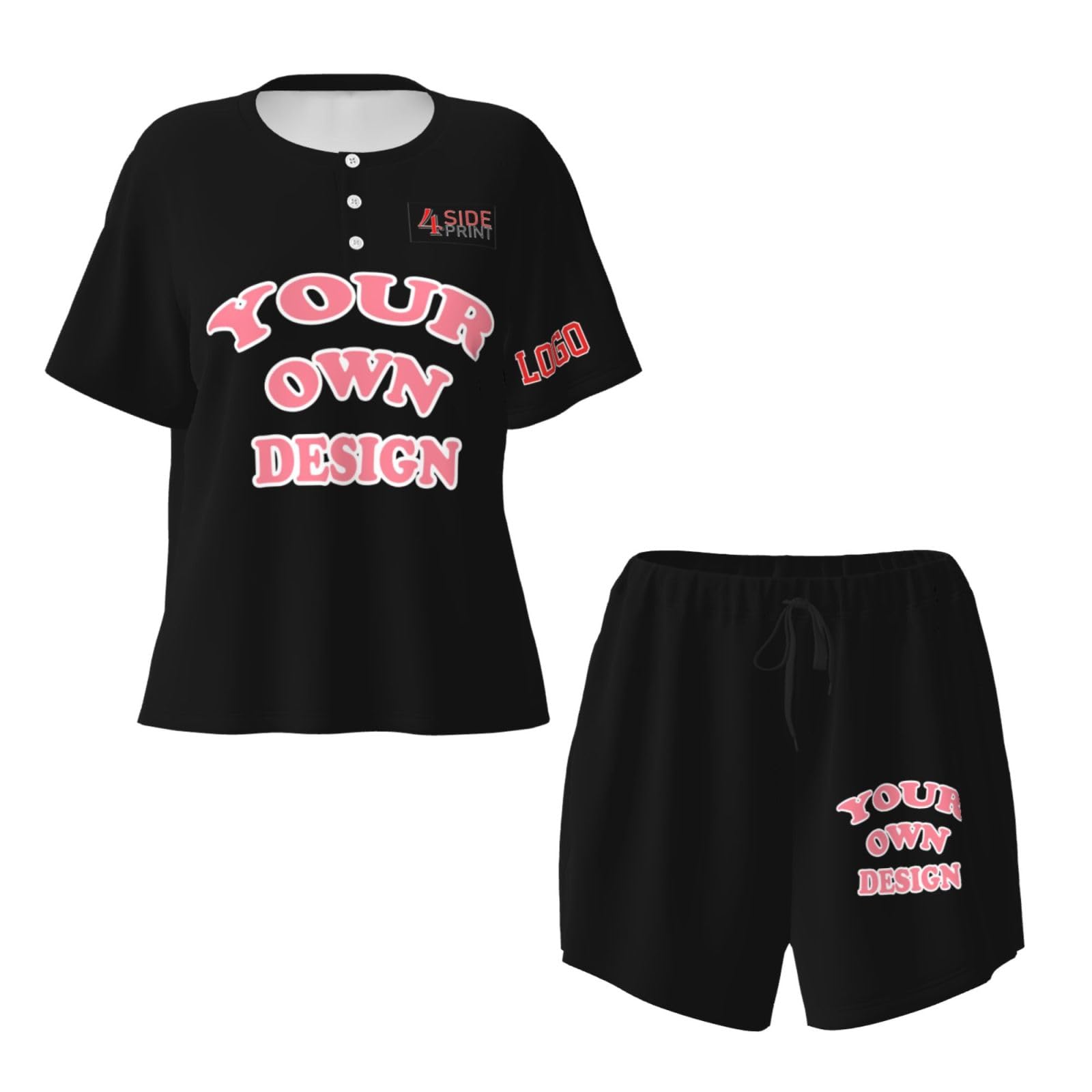 Custom pajamas set woman Personalized pajamas with logo name photo Customized pajamas set Printing Short Sleeve