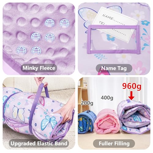 Image of Primlect Toddler Nap Mat Extra Large Thickened 55''x35'', Soft Sleeping Bag with Detachable Minky Blanket and Pillow, Portable for Daycare, Preschool, Kindergarten, Travel, Boys and Girls