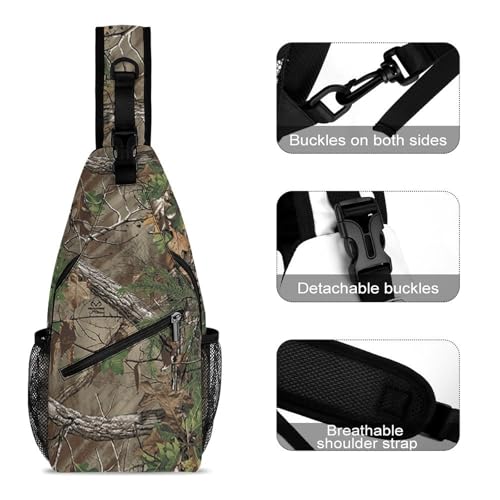 Camouflage Trees Chest Bag for Men Backpack Crossbody Sling Bags Travel Daypack for Outdoors Hiking3