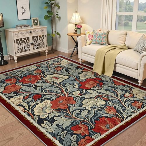 Tapis de salon aux motifs floraux classiques 60x100cm texture douce - 2