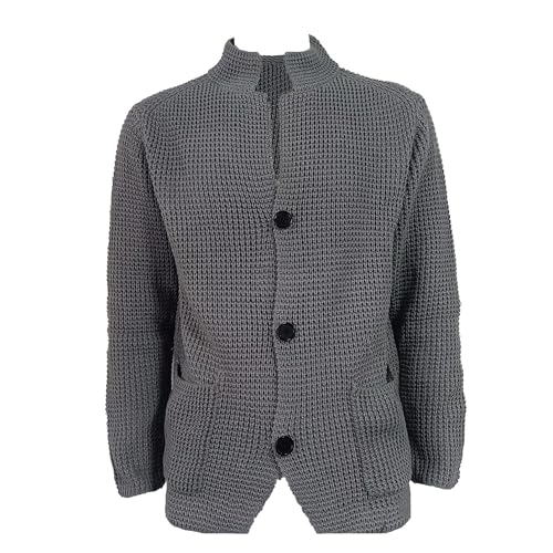 Men's Casual Stand Collar Cardigan Sweaters Long Sleeve Open Front Knitted Sweater Slim Fit Cable Knit Cardigans