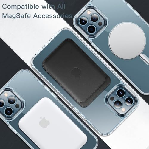 Image of Magnetic Silicone Case for iPhone 12 Pro max Compatible with MagSafe, Shockproof Phone Bumper Cover, Anti-Scratch Clear Back (Clear)