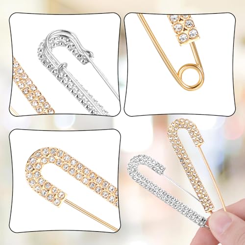 Image of 8Pcs Women Brooch Pins, Sweater Shawl Clips Brooches and Pins for Women Artificial Crystal Pearl Brooches Pant Waist Tightener Safety Clips for Dress Shirt Jeans Clothing Decoration Accessories