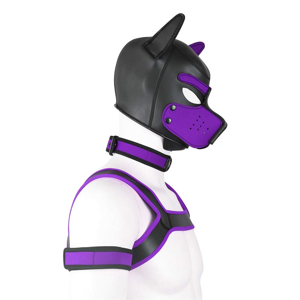 Cachorro Jugar Perro Bondage Capucha Máscara Cuello Brazalete Cosplay Fantasía Arnés Bondage Conjunto Sexy Juegos for Adultos Esclavo Cachorro Juego de Roles Parejas