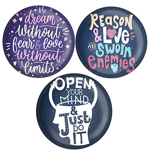 dhcrafts Fridge Magnet Multicolor Dream Without Fear and Love Without Limits, Reason and Love are Sworn Enemies, Open Your Mind and Just Do It Glossy Finish Design Pack of 3