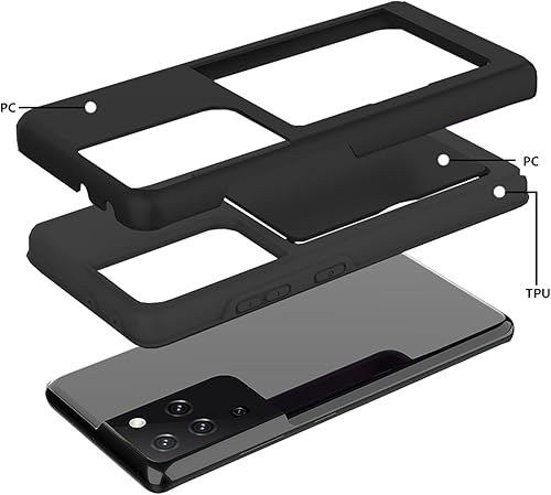 Miniatura 7 de Asuwish Funda compatible con Samsung Galaxy S21 Ultra Glaxay S21ultra 5G y protector de pantalla de vidrio templado, soporte para tarjeta de crédito