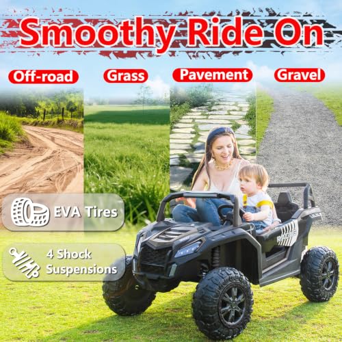 Image of NEWQIDA XXXL 2 Seater 24V Ride On Toys 4x200W Kids Side by Side UTV, Black