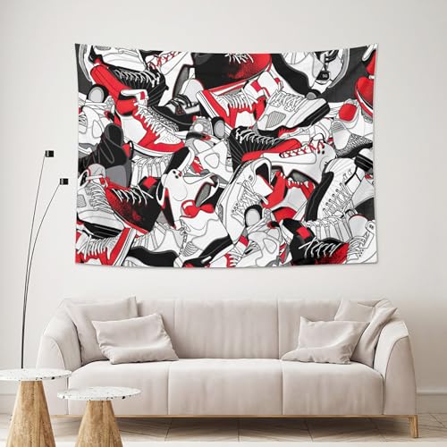 Narikuto MEZPT5-Z4OJNK-QTOU_T Retro Basketball Tapestry Wall Hanging Party Decorations Sport Shoes Poster Sneaker Ball Sneaker Head Backdrops Banner Birthday Celebration Basketball-Themed Bedroom Aesthetic Room40 X30 thumb #2