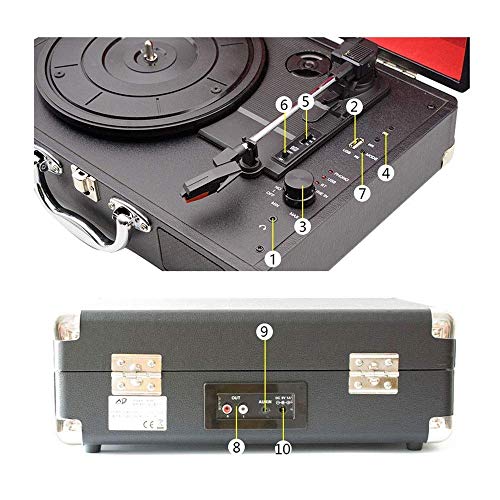 Tourne-disque rétro, haut-parleur Bluetooth rétro portable vintage en vinyle multifonction phonographe parlant Bluetooth (noir taille unique) - Les Beatles, Paul McCartney, John Lennon, RIngo Starr, George Harrison Tourne-disque rétro, haut-parleur Bluetooth rétro portable vintage en vinyle multifonction phonographe parlant Bluetooth (noir taille unique) – Image 6