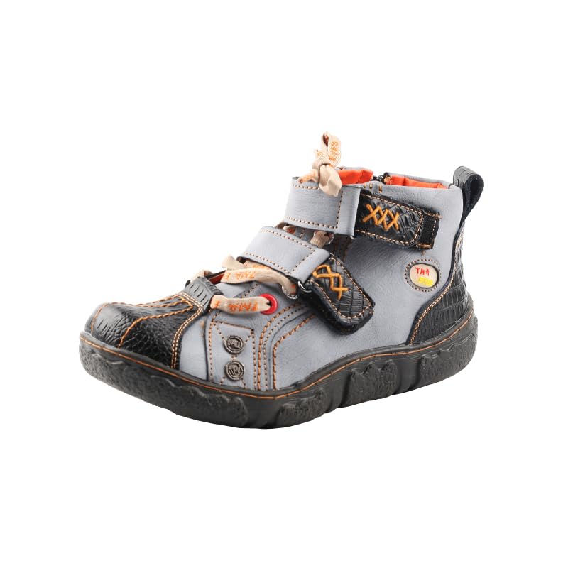 TMA EYES Womens Ankle Leather Boots with Adjustable Buckle and Side Zipper for Casual Outdoor Boots