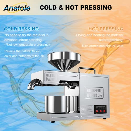 Anatole Oil Press Machine Electric Seed Oil Maker Stainless Steel 820W Automatic Kitchen Oil Extractor For Commercial Home Use 110V Us Plug #TOP2