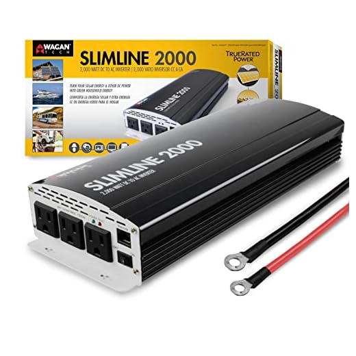 Wagan EL3724 2000W Slim Line 4500W Surge Peak, 12 Volt DC Input Power Inverter, Black