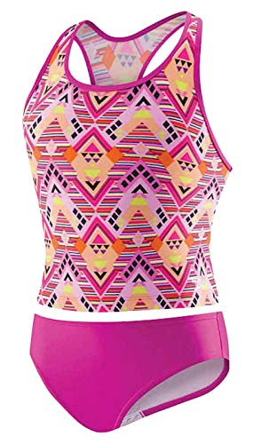 Speedo Girl's Sporty Splice Tankini 2 Piece Swimsuit