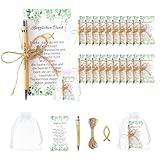 Gastgeschenke Kommunion 20 Sets, Schön Dass Du Da Bist Holz Kugelschreiber Stifte Mit Dankeskarte, Holz Fische, Organzabeutel, Dankeschön Taufe Konfirmation Hochzeit Jugendweihe Gast Geschenke