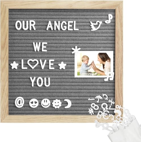 Grau Letter Board aus Eiche und Filz 25×25cm Quadratisch...