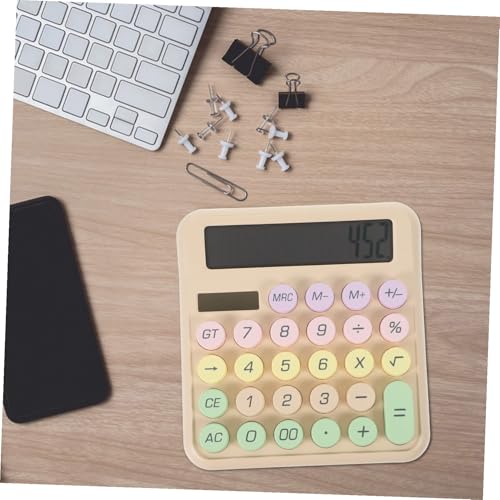Calculadora mecánica para escritorio con botones de colores y diseño portátil para oficina y hogar 6
