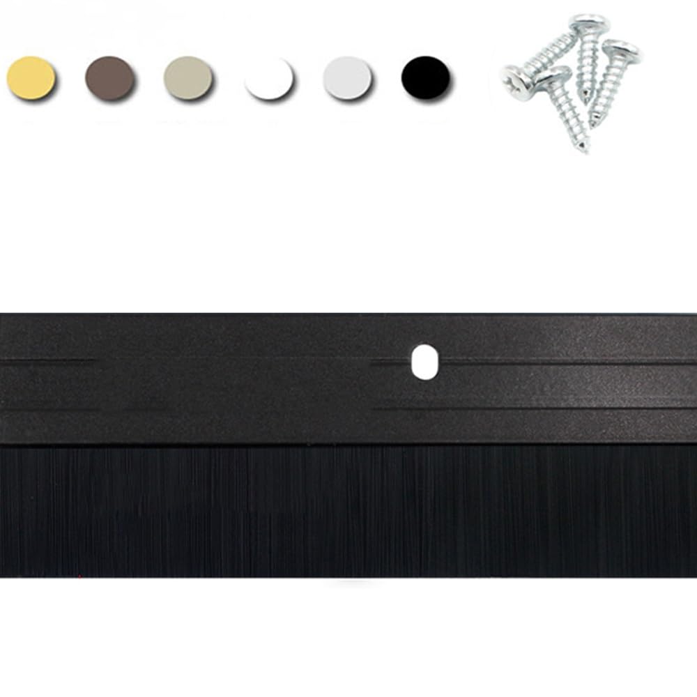 Cepillo de puerta de aluminio de 39 pulgadas, sello de burlete y tapón de corrientes de aire para puertas exteriores e interiores, cepillo de 1.2 pulgadas (negro) - Barrera eficaz contra el ruido y el