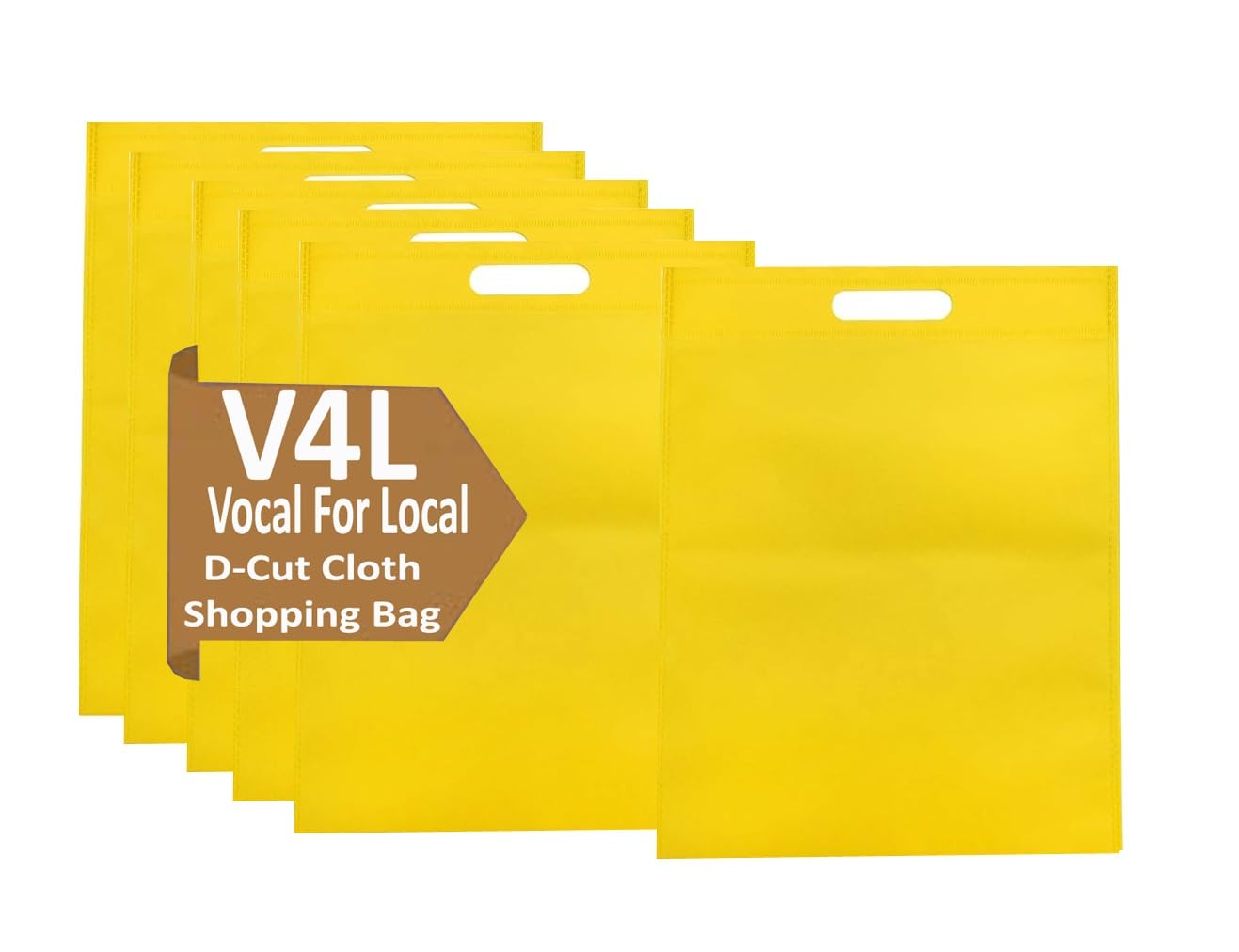 v4l Yellow Color D-Cut Cloth Carry Bag, Handle Bag, Shopping Bag, Daily Use Bag, Gift Bag-picture-53