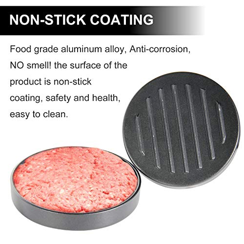 OAMCEG Burger Hamburger Press, Nonstick Aluminum Hamburger Press Patty Maker with Detachable Handle and 50 Wax Papers, Burger Patty Maker Mould, Stuffed Burger Press Kit for BBQ Grill 1/4 lb