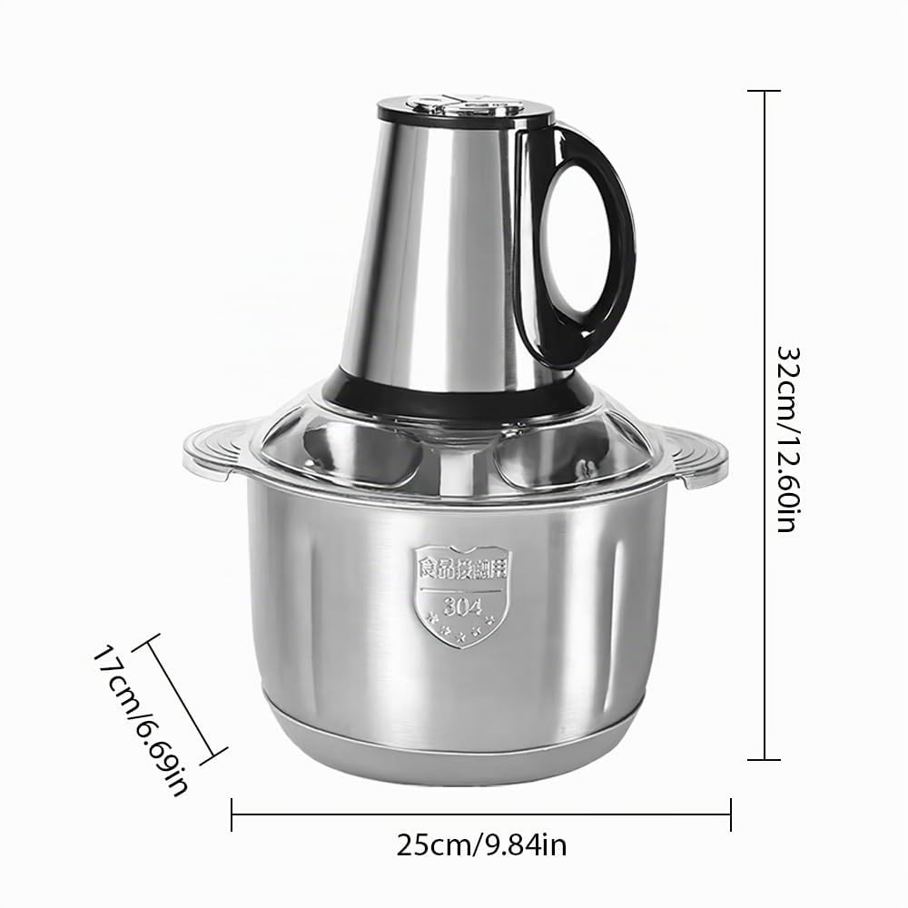 5L Hachoir Électrique 500W, Mixer Cuisine,Hachoir avec Bol en Acier Inoxydable 304, 4 Upgrade Double S-Blades, 3 Vitesses, Food Processor Idéal pour Viande, Légumes