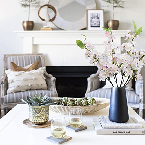 Ferial 4Pcs Artificial Cherry Blossom Flower Branches With Leaves Silk Plum Blossom Flowers Bouquets Pink Peach Flowers Bulk Spring Artificial Plants For Table Centerpieces Wedding Home Indoor Decor #TOP5