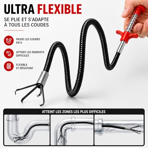 Destapacaños flexible 160 cm con pinzas manual miniatura 6