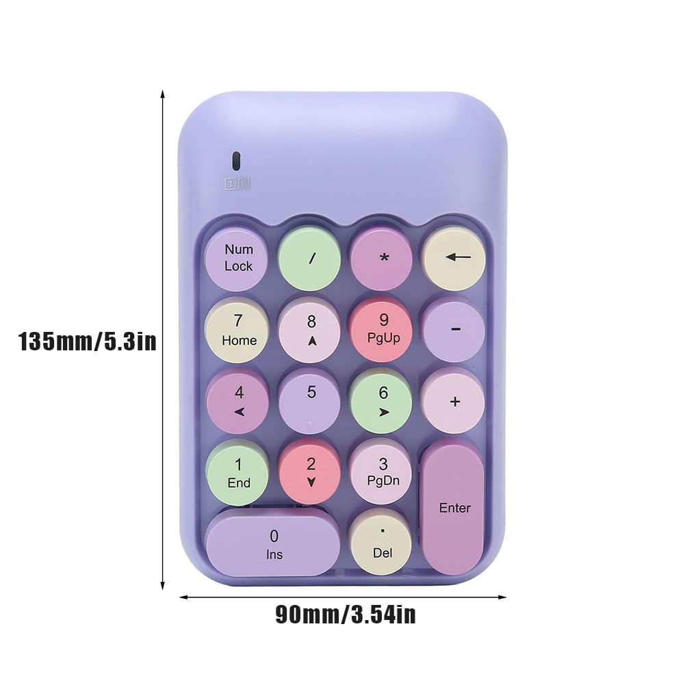 Joyzan Tastiera Numerica Colorata a una Mano, Tastierino Meccanica Ricaricabile Senza Fili Portatile retrò 18 Tasti USB 2.4G Copritastiera Rotonda Estensioni Colorate Tastiere Silenziose