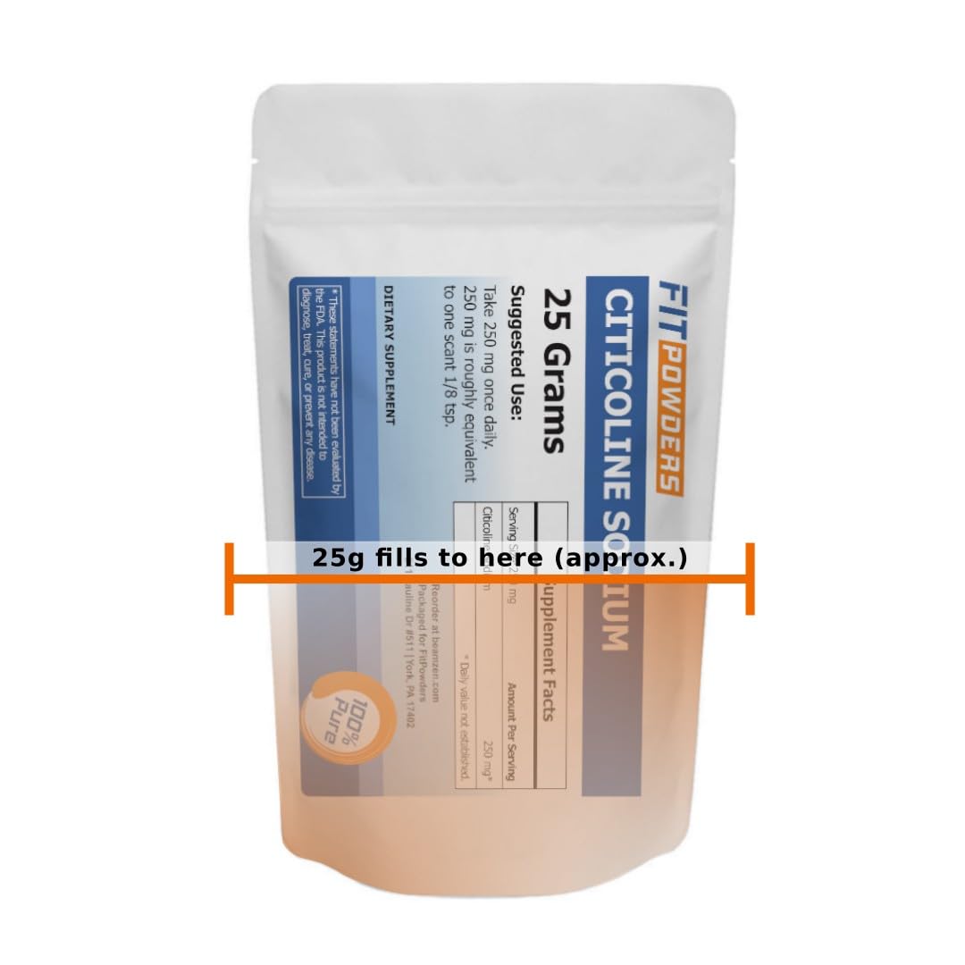 Citicoline Powder, Pure CDP Choline with Scoop (25 Grams)