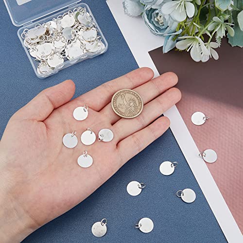 SUPERFINDINGS 100Pcs Brass Blank Pendants 12mm Flat Round Stamping Tag Charms with 4mm hole for Bracelet Necklace Jewelry DIY Craft Making - Image 2