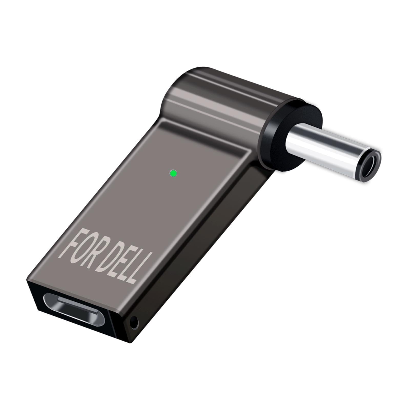 USB C to 4.5mm Laptop Charging Adapter Female Type C to Male DC 4.5 x 3.0mm Barrel Jack Plug 100W PD Power Charger Connector Round Tip for Latitude 11 12 XPS 13 Vostro 14 5000 15 17 7000 Inspiron Dell