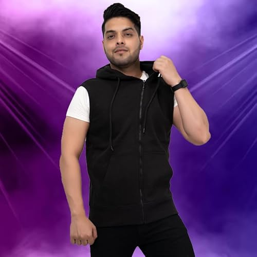 NOROZE Mens Sleeveless Sweatshirt Hoodies Top (2XL, Black) - Image 6