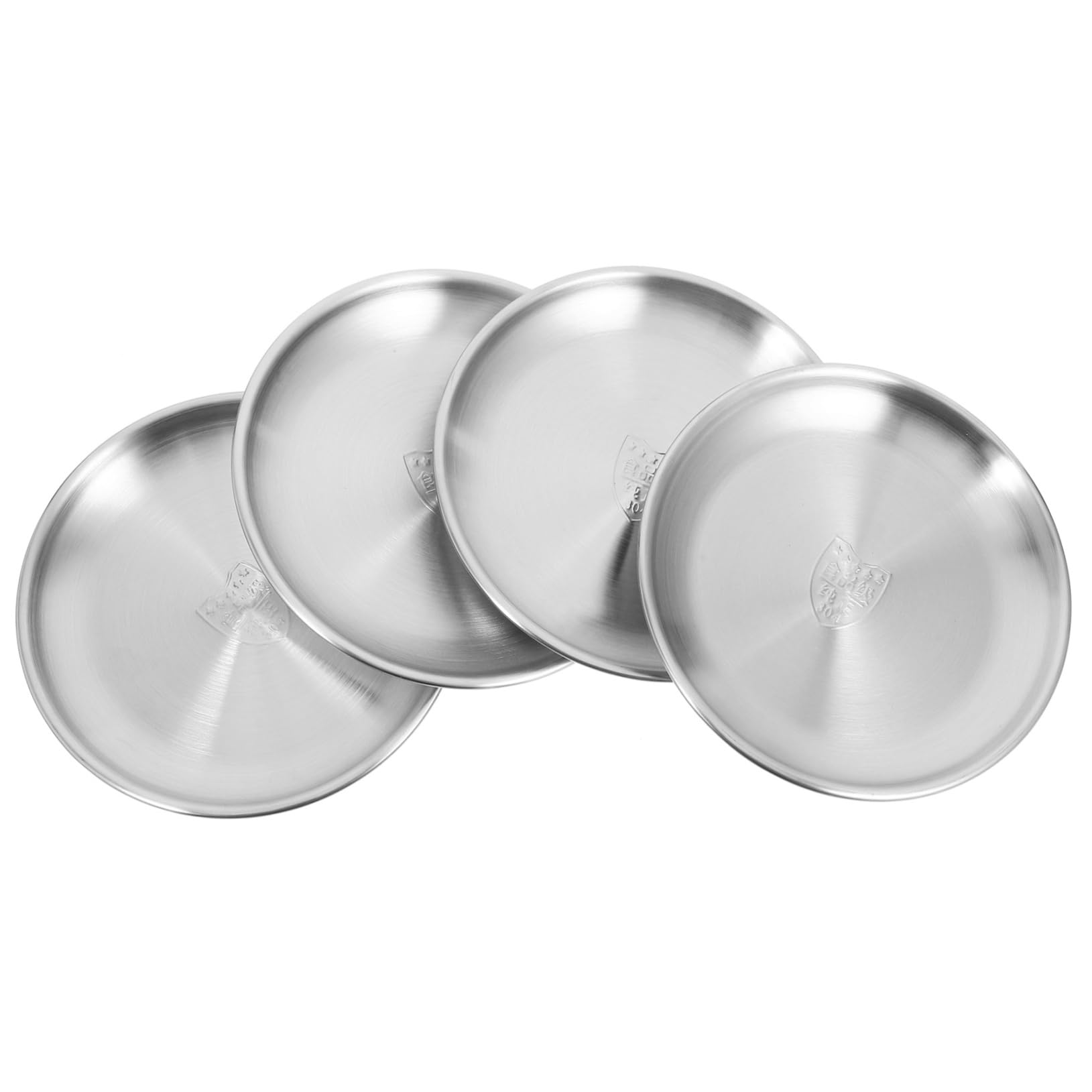 SOLUSTRE 4Pcs Stainless Steel Plate Dish for Camping Dining Serving Fruits Sushi Western Meals Food Grade Plates for Outdoor Use