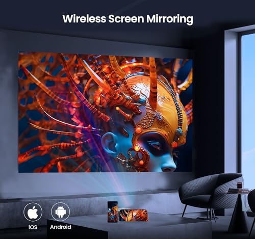 Aaxa Technologies P6X 1000 Lumen, 4 Hour Battery Usbc Video Wifi/Bt Wireless Mirroring Portable Mini Projector Dlp 1080P Support 30000 Hours Led Hdmi/Usbc/Usb/Microsd thumb #2