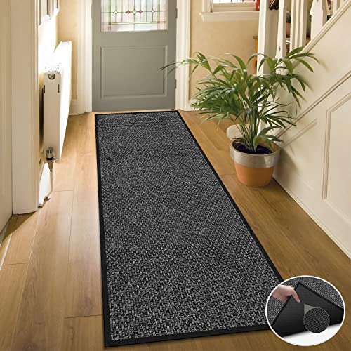 Hallway Runner Rug Mat Non Slip, Water Absorbent Floor Rug Carpet With Rubber Backing, 83 X 28 Inch Farmhouse Indoor Washable Area Rug Throw Rug For Entryway Porch Backyard Dining Room, Black #TOP2