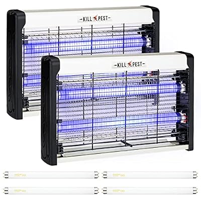 2 Pcs Electric Bug Zapper Indoor Insect Killer with Replacements Bulbs 20W Blue Light Powerful 2800V Attract Fly and Mosquito Traps with Circuit No Load Protection Outdoor Plug in Pest Control