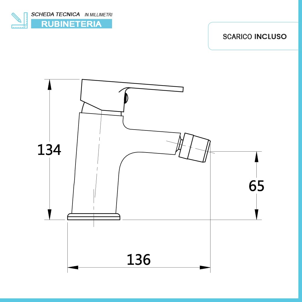 Set miscelatori lavabo bidet e vasca con kit doccia, in ottone cromato con piletta automatica per lavabo e bidet, serie PRIMA