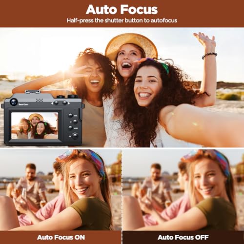 Appareil Photo Digital 4K 64MP autofocus avec Carte de 64 Go, Appareil Photo Numerique Compact Caméra Digitale avec écran 3,0", Zoom 18X, Digital Compact Camera pour vlog, Adolescents, débutants – Image 4