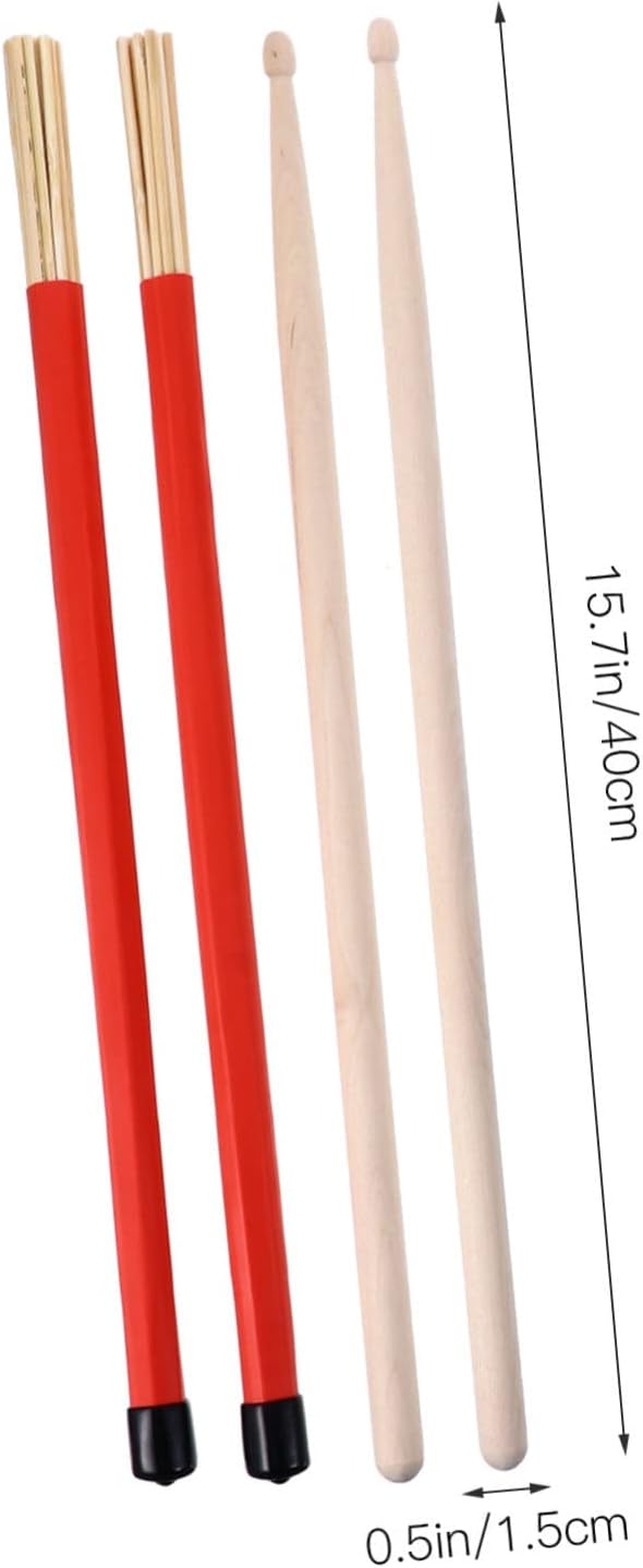 Levemolo Drum Sticks and Brushes Set Percussion Accessory Kit with Bamboo and Steel Wire Brushes for Jazz and Drumming Enthusiasts Includes Storage Bag