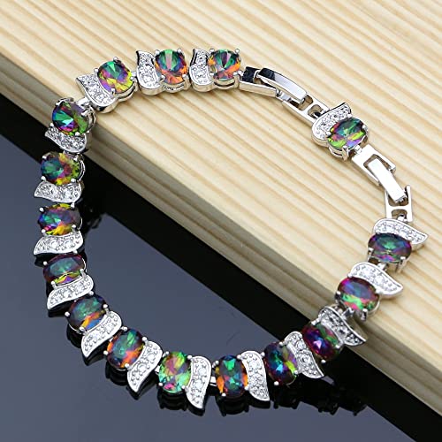 Image of LMXXVJ Fashion Tennis Bracelet Created Emerald White Gold Plated Charm Bracelet Gifts Jewelry for Women