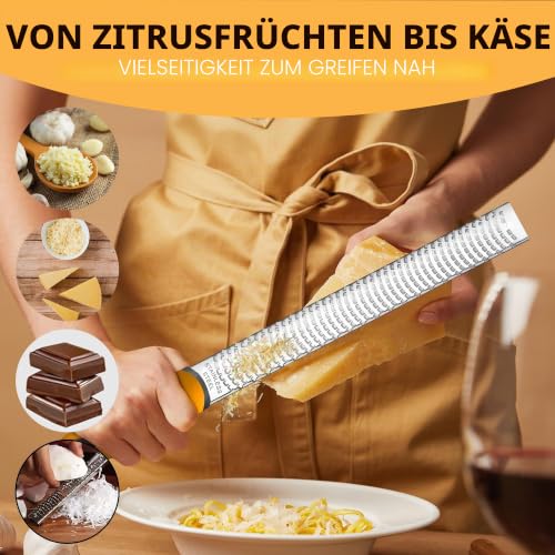 Foto von ORBLUE Käsereibe Zitronenreibe Zester Reibe Fein Parmesanreibe Handreibe Rasiermesserscharfe Premium Edelstahl Reibeoberfläche- für Hartkäse - Ingwerreibe