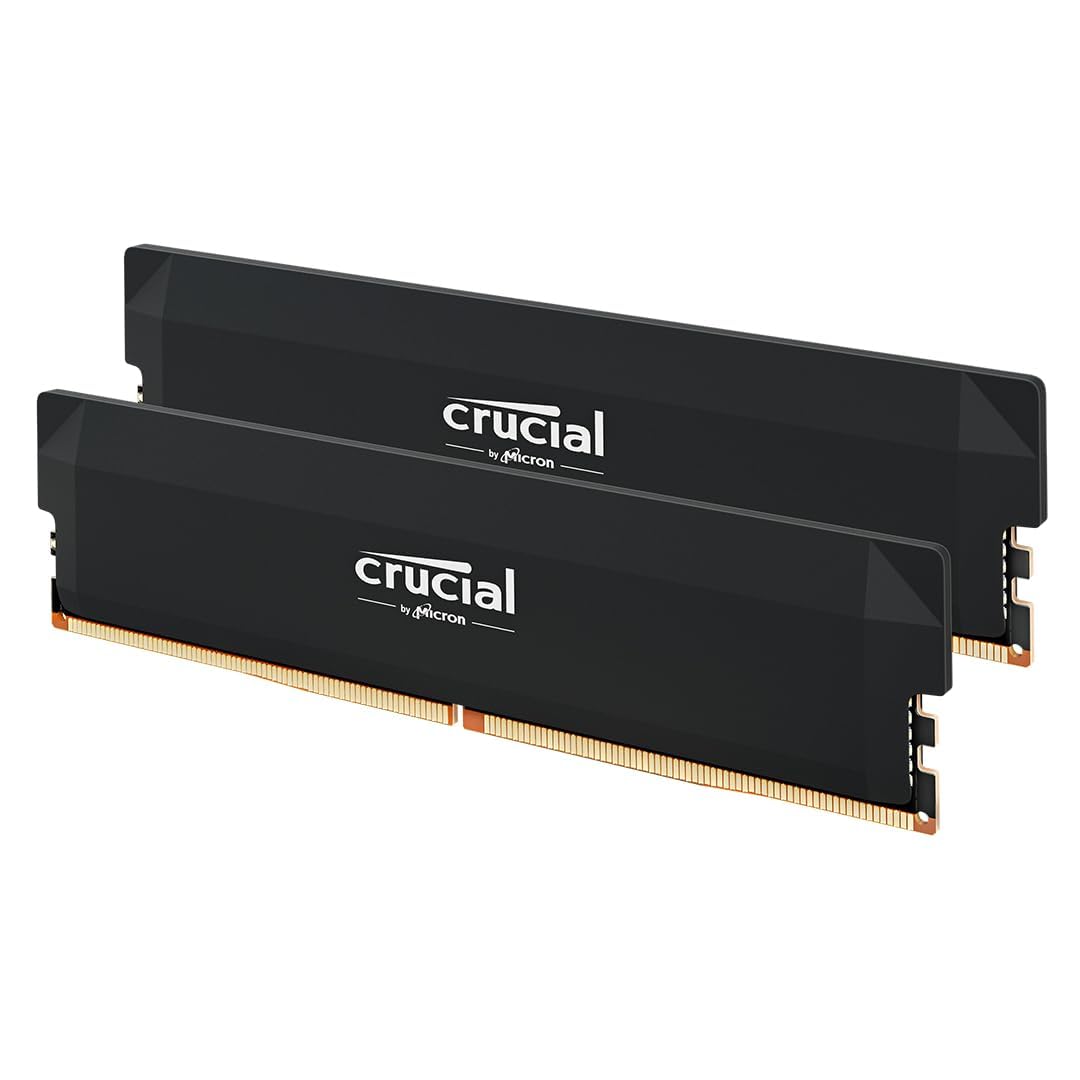 Crucial Pro DDR5 RAM 64GB Kit (2x32GB) 6400MHz CL40, Overclocking Gaming, Intel XMP 3.0 / AMD EXPO, PC Computer Arbeitsspeicher, Schwarz - CP2K32G64C40U5B
