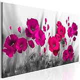 decomonkey Bilder Blumen Mohnblumen rot 120x40 cm 1 Teilig Leinwandbilder Bild auf Leinwand Vlies Wandbild Kunstdruck Wanddeko Wand Wohnzimmer Wanddekoration Deko Natur Weiß modern