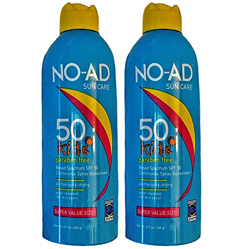 NO-AD Kids Continuous Sunscreen Spray SPF 50 8.7 oz (Pack of 2)