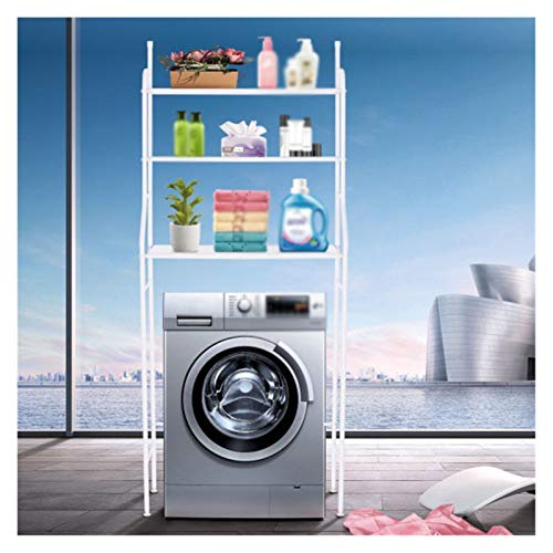 Badezimmerregal, Platzsparender Toilettenregal Vertikaler Nutzraum Über der Waschmaschine Bad WC Regal, Weiß Badezimmerregal mit 3 Ablagen